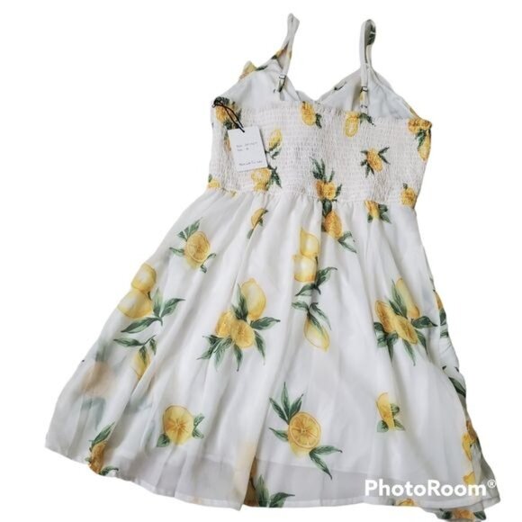 Japna Womens mini dress size medium lemons printed wrap adjustable straps nwt - Picture 2 of 13